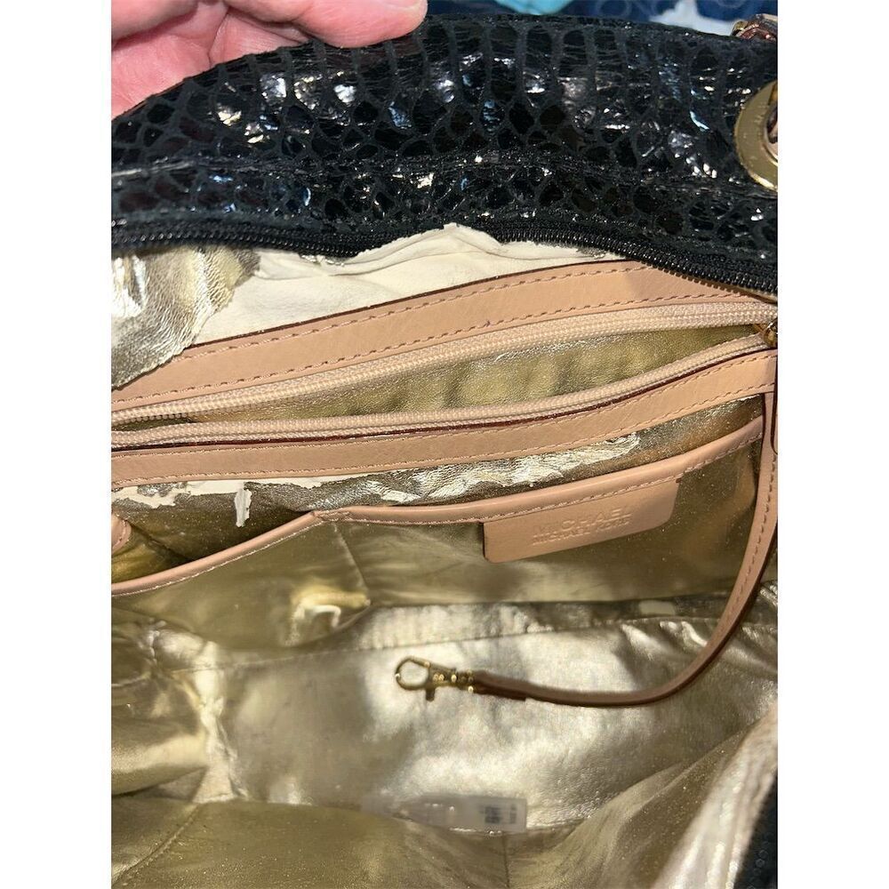 Michael Kors Black Python Embossed Leather Should… - image 8